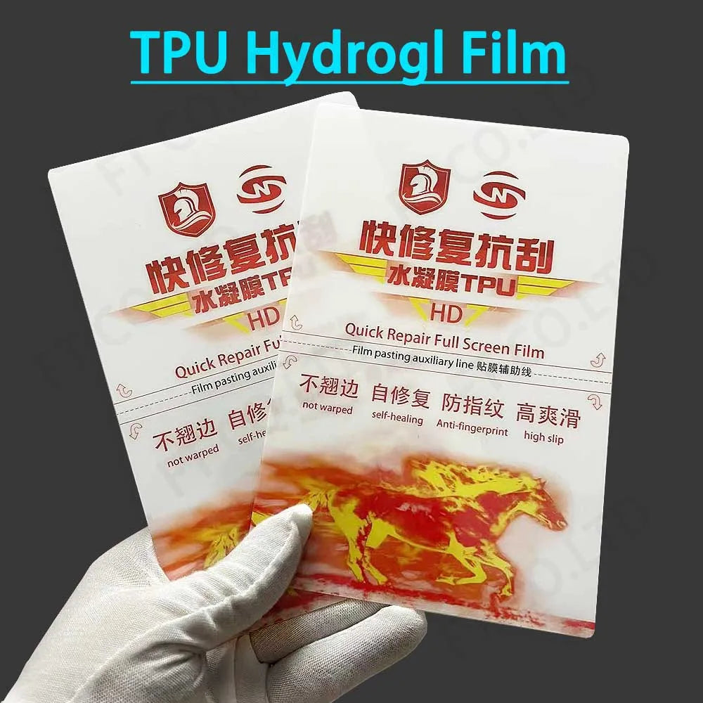 TPU hydrogel HD screen protector film sheets, quick repair and anti-glare icons
