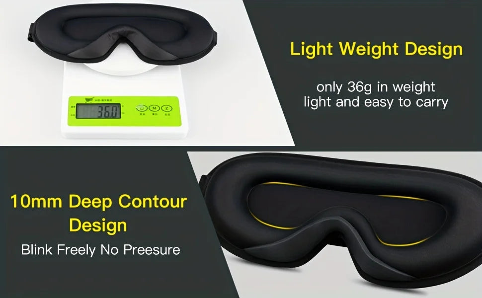 3D Sleep Mask with Integrated Earplugs - Ergonomic Light Blocking Tidesmit
