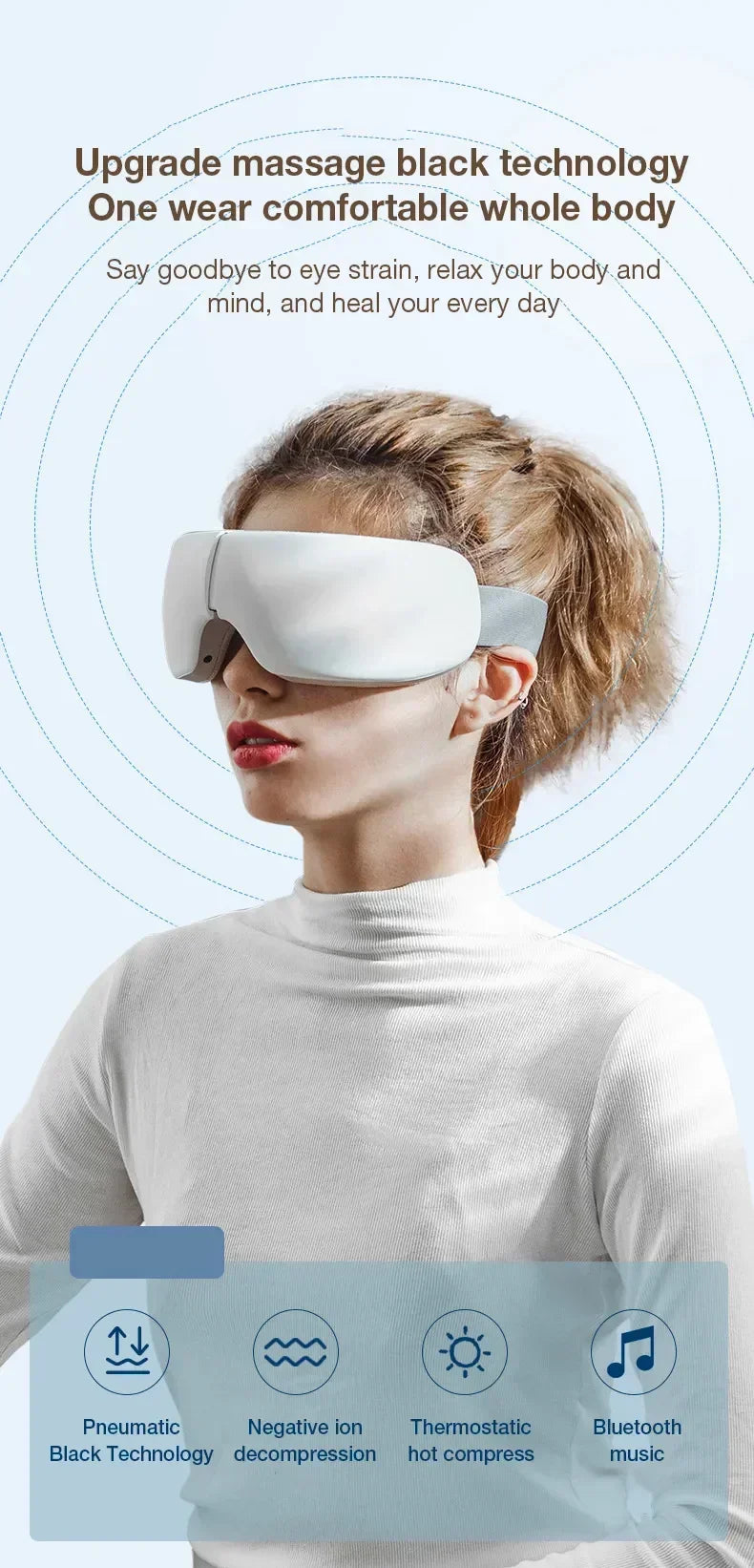 4D Eye Massager with Heat and Bluetooth - Portable Wellness Tool Relaxation Treatment Tidesmit