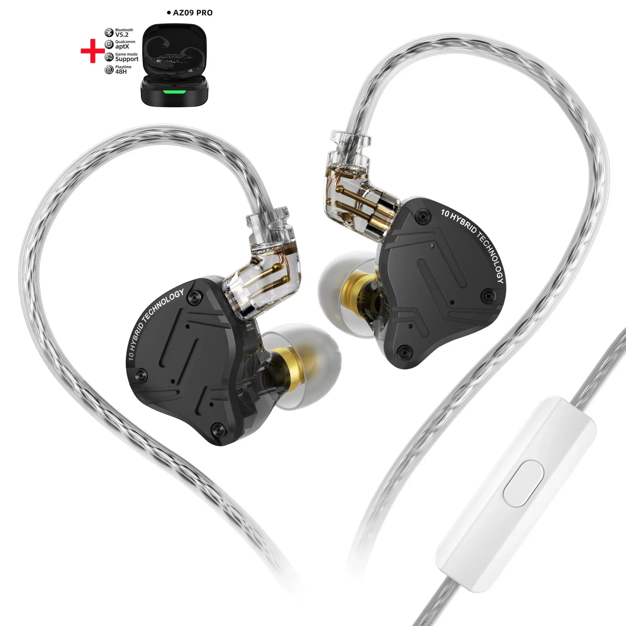 KZ ZS10 Pro X In-Ear Monitors 5-Driver Hybrid HiFi Earphones Tidesmit AZ09Pro BlackWithMIC China Mainland Tidesmit