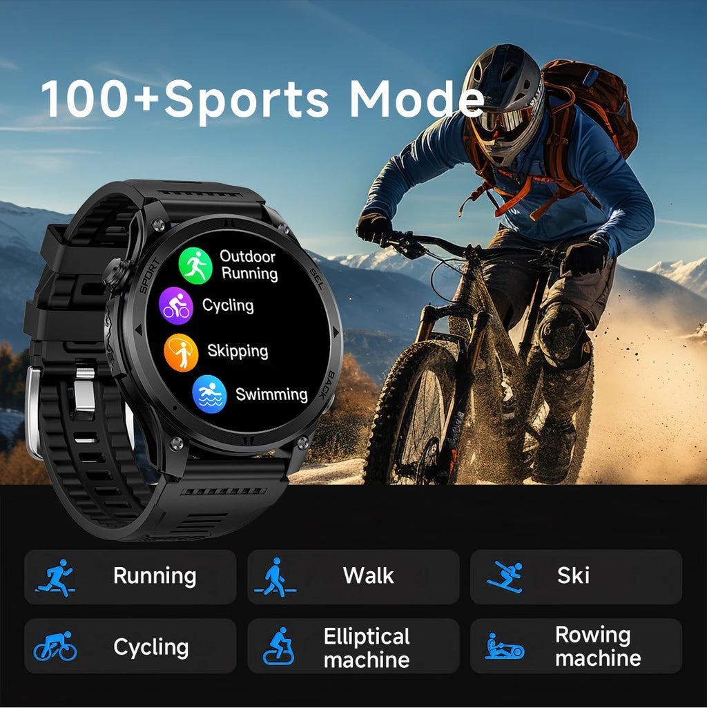 LIGE 2026 New GPS Path Smart Watch 530mAh Battery IP68 Waterproof Sports Run Tracker BT Call Outdoor Compass Military Smartwatch