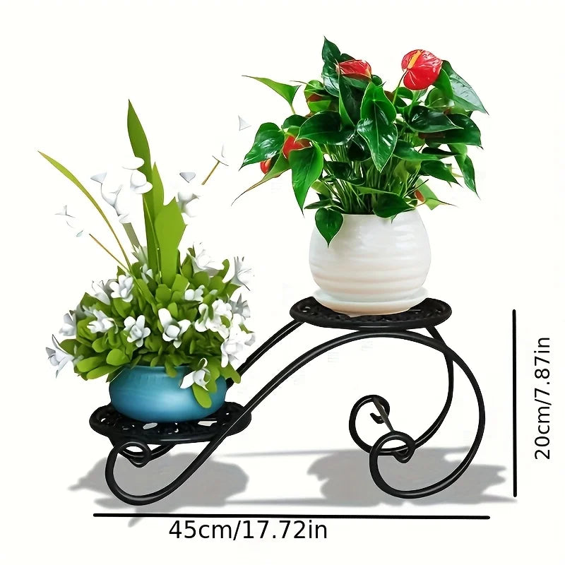 1pc, Double Deck Flower Stand, Hanging Pot Rust-proof Classic Metal Irregular Plant Stand Indoor And Outdoor Can Be Bonsai Other