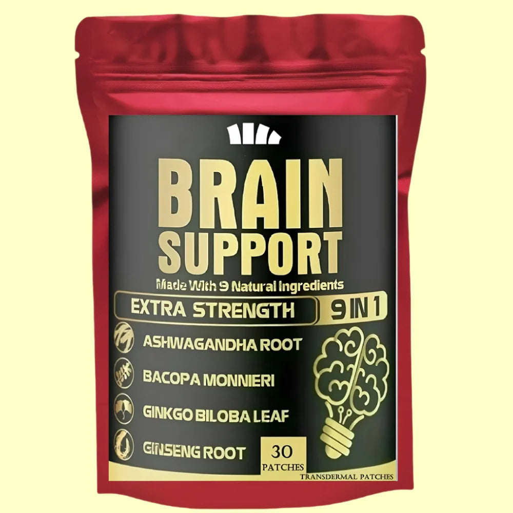9 In1 Brain Support Transdermal Patches With Ashwagandha Root, Gotu Kola Focus, Memory & Energy Booster 30 Patches