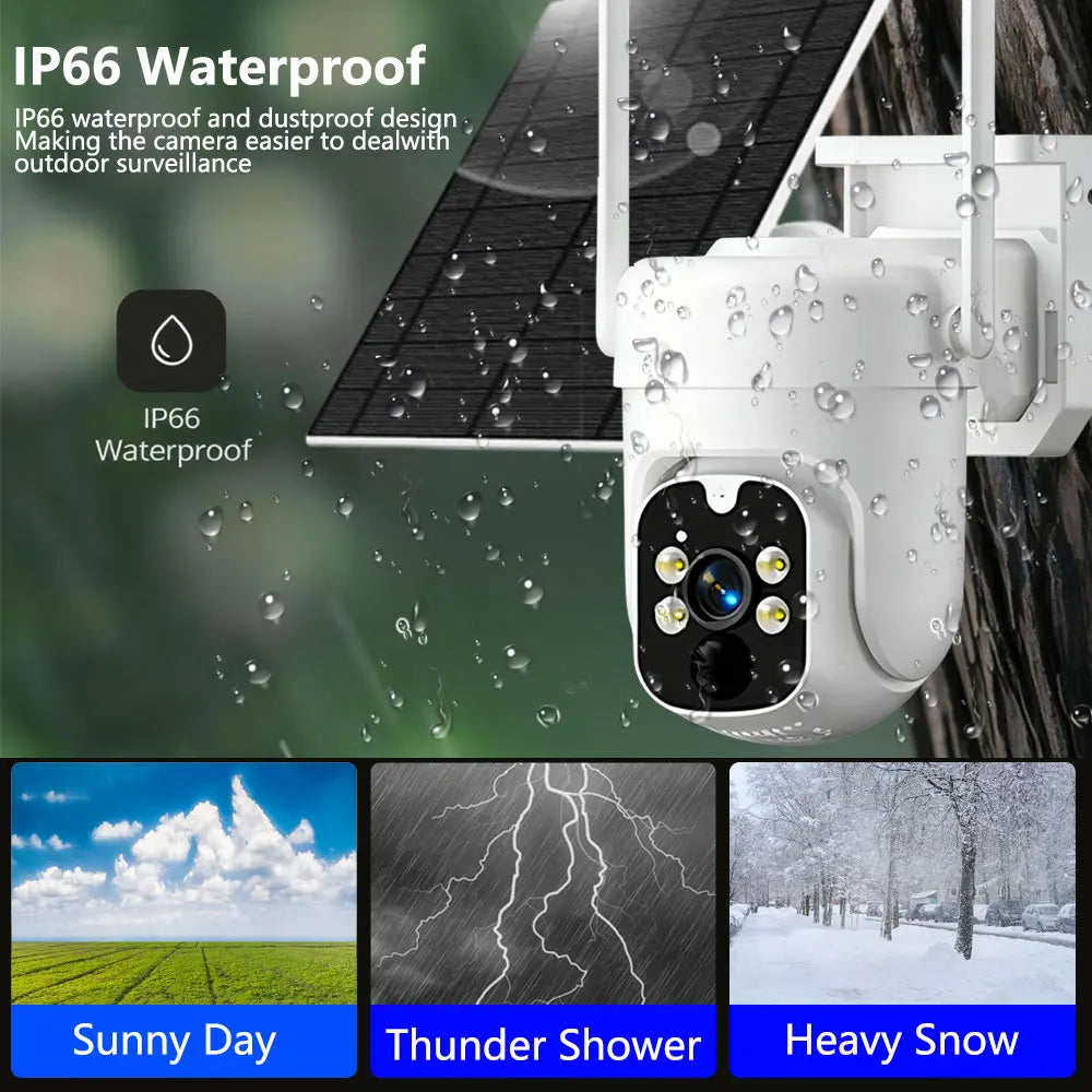 5MP EseeCloud Wireless Solar Outdoor Wireless PTZ Camera Built-in Battery 365 Days Standby Surveillance Camera With Solar Panel