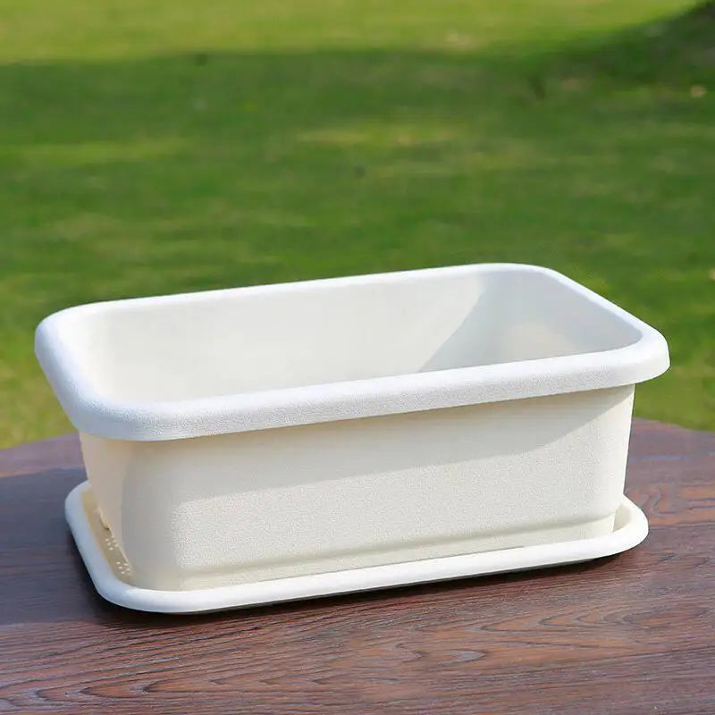 textureVegetable Planters Plastic Set with Tray Rectangular Flowerpots for Indoor Balcony Use DIY Home Gardening