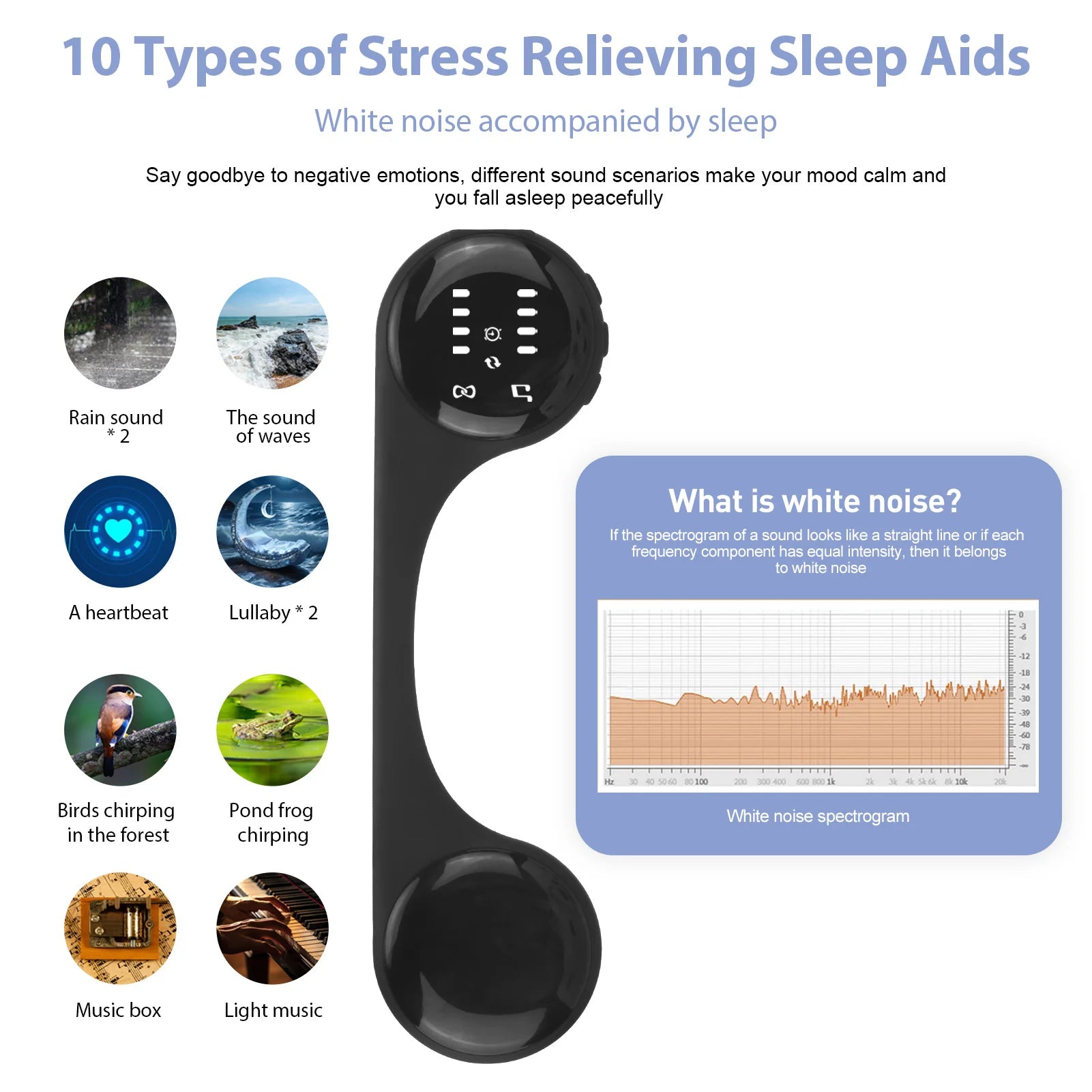 Bone Conduction Speaker Under Pillow Speaker Mini Portable White Noise Machine Under Pillow Improve Sleep Travel Music Box