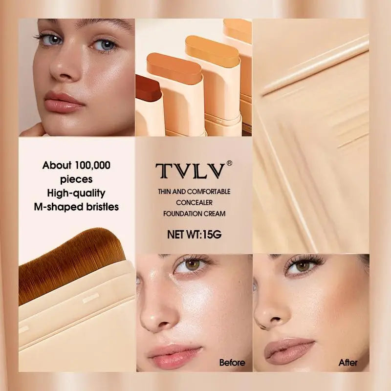 Tidesmit dual-ended matte foundation stick and concealer for full coverage face makeup texture close-up