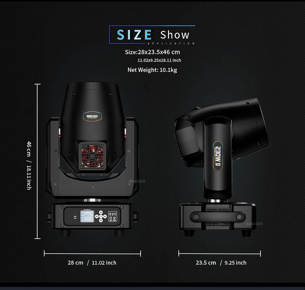 New Arrival SHEHDS 2PCS MINI 230W 7R Beam Bulb Moving Head Lighting Rainbow for Wedding Nightclub Theater Disco Performance