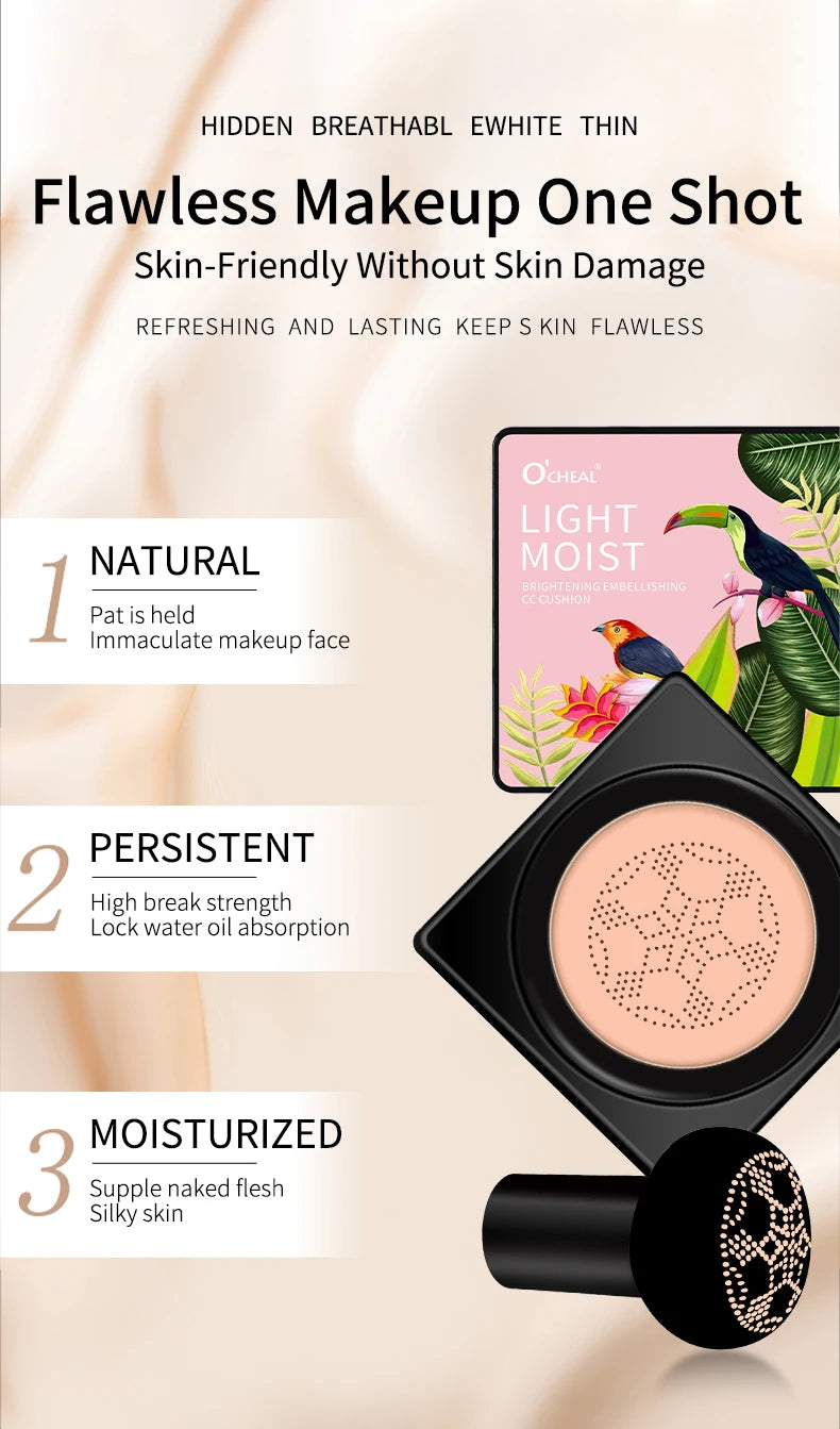 Tidesmit Mushroom Head BB Cream foundation cushion for face makeup texture close-up