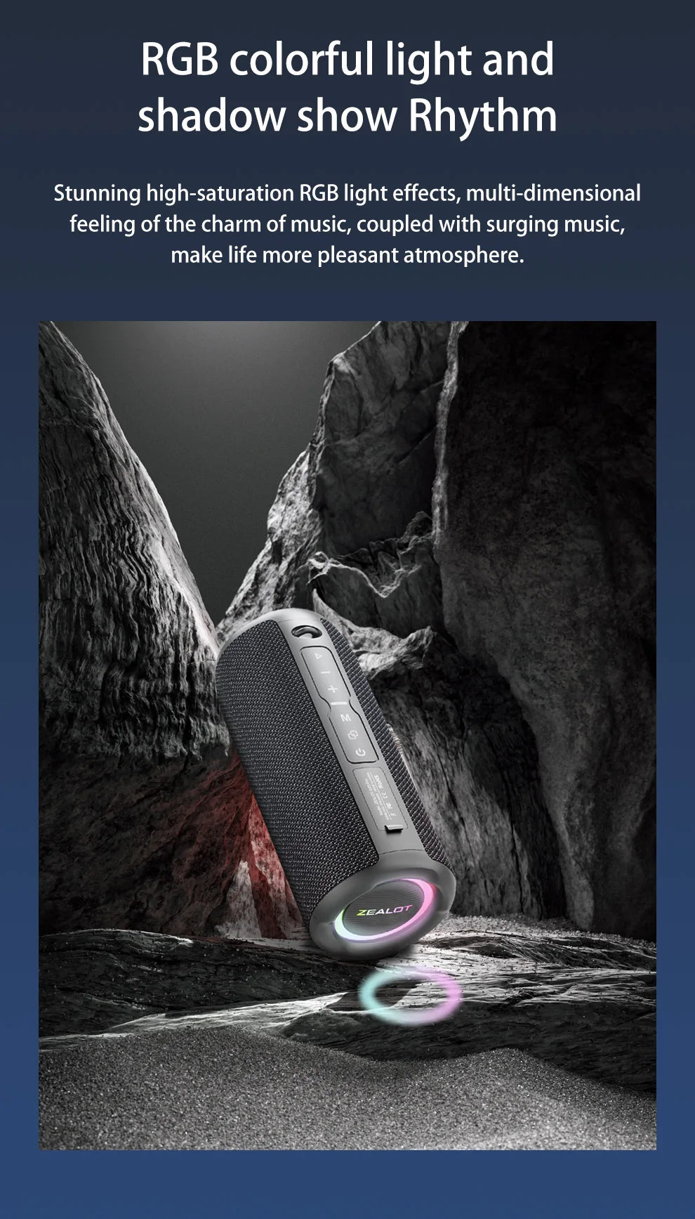 Zealot S49 pro Wireless Speaker,Outdoor Portable Subwoofer Speaker Waterproof IPX 6,, Dual Pairing,3000mAh.