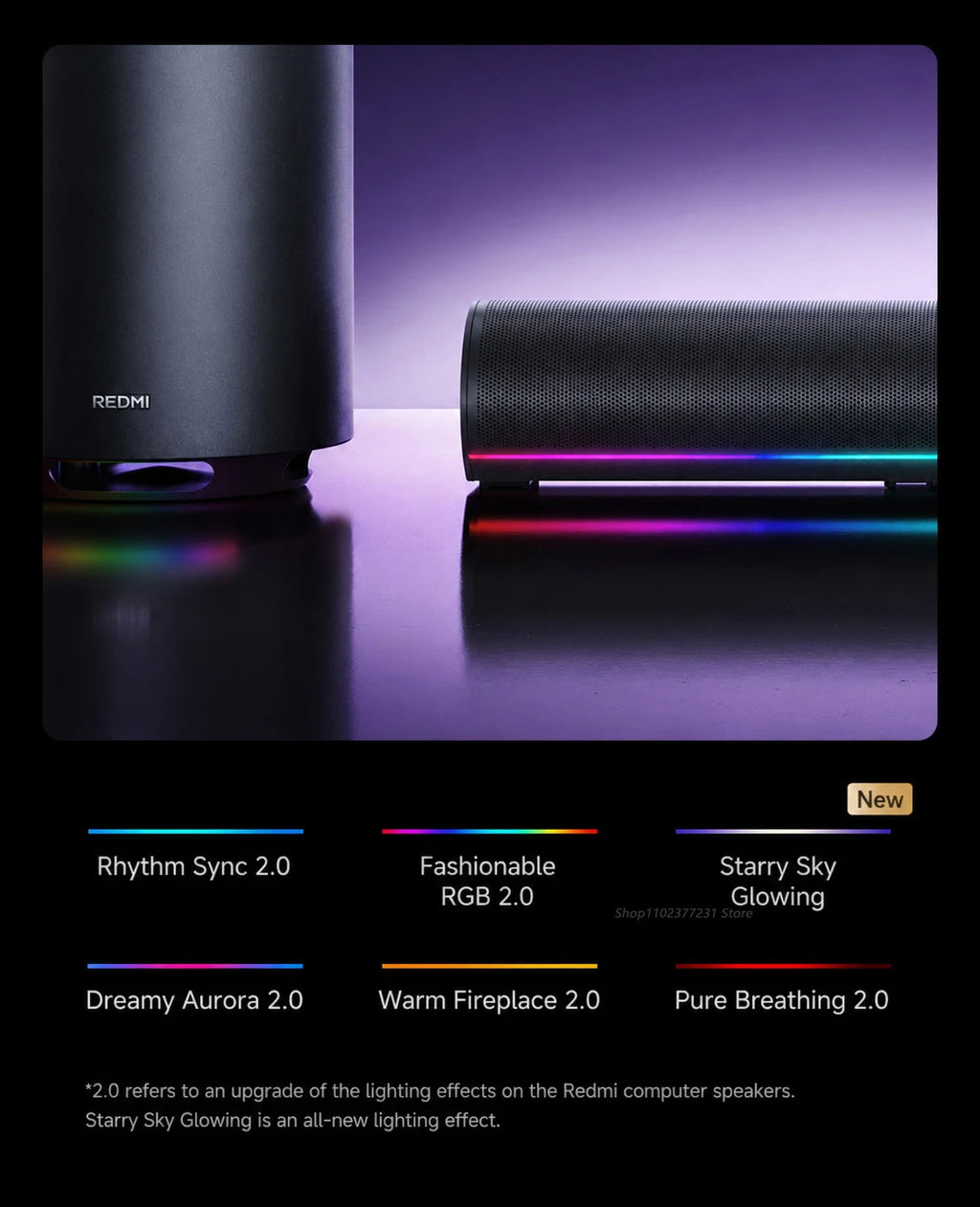 NEW Mijia REDMI Computer Speaker 2 Pro Set Four-Unit Two-Channel Stereo RGB Ambient Light Bluetooth 5.0 Built-in Microphone CN