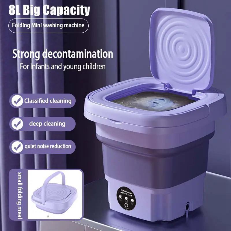Tidesmit 8L foldable portable washing machine for socks and underwear with three cleaning modes and spin dry function