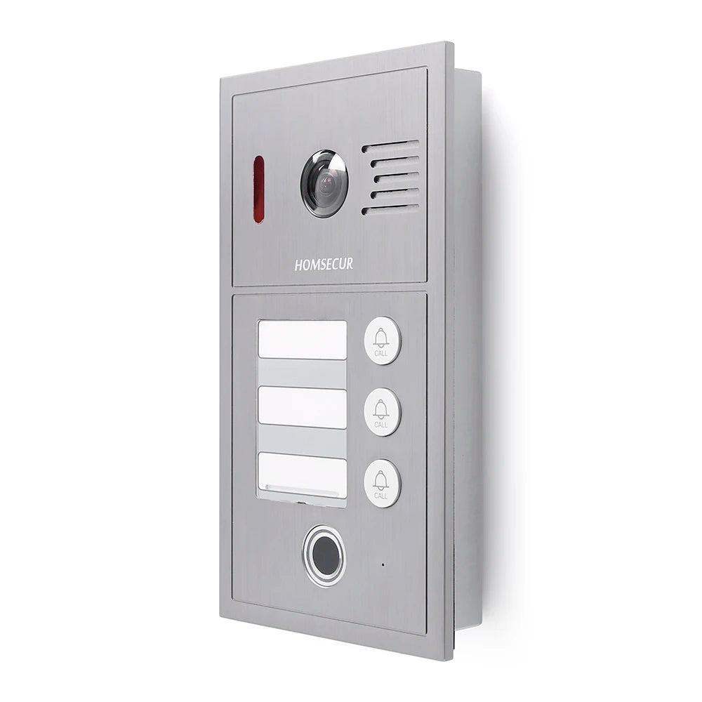 HD Waterproof Doorbell Camera with 3 Buttons Fingerprint RFID Access 1080P for 4 Wire HOMSECUR Video Door Phone Intercom 3 Flats