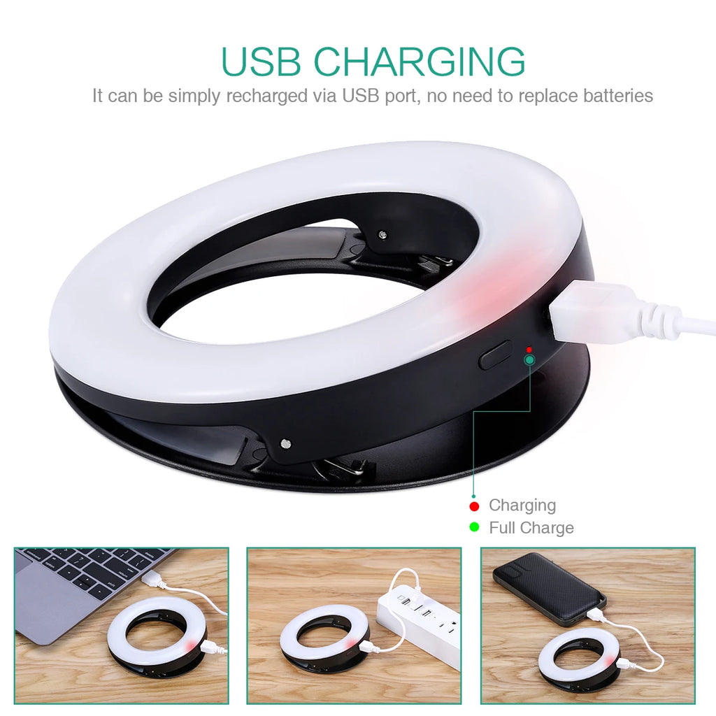 Selfie Ring Light Rechargeable LED for Phone & Laptop | Tidesmit Tidesmit