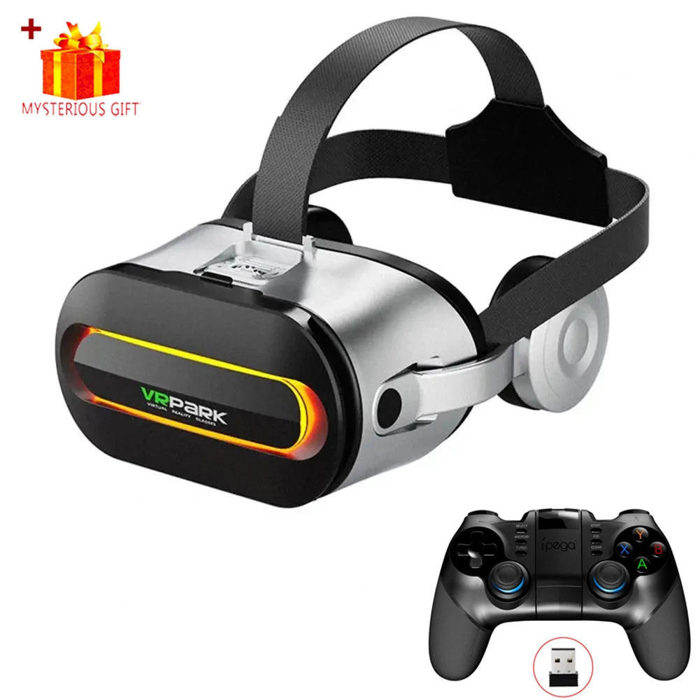 VR Headset for Smartphones: Immersive Smart Glasses with Spatial Audio White VR Control B Tidesmit