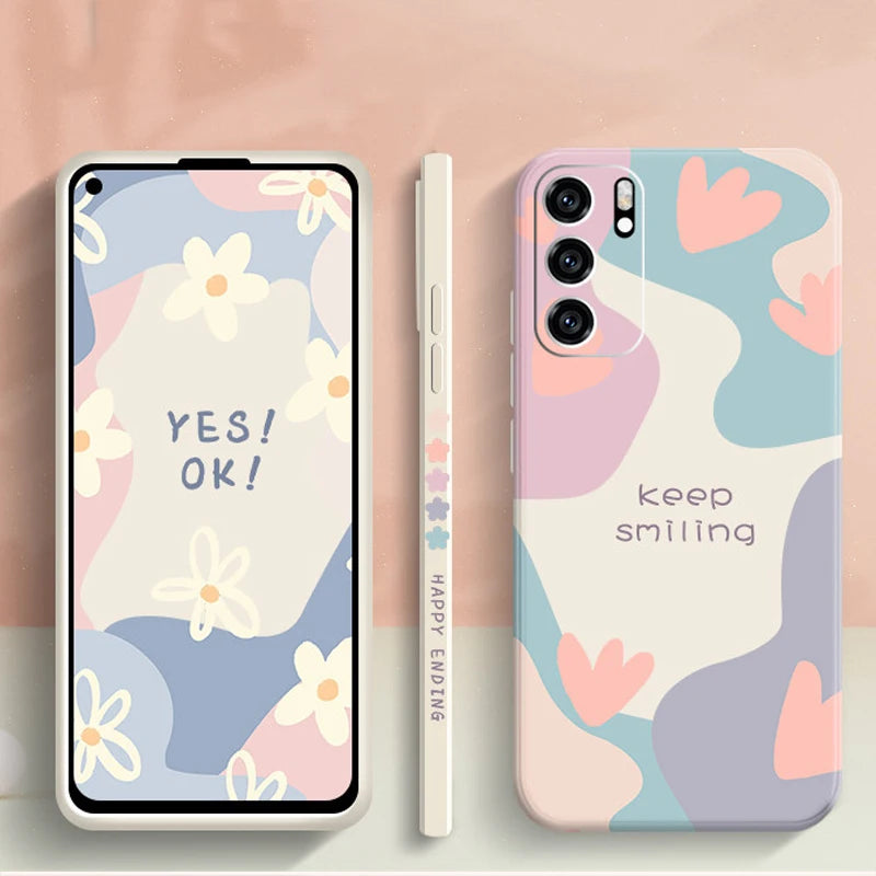 Samsung Galaxy Silicone Flower Case - Shock-Absorbing Square Cover Tidesmit