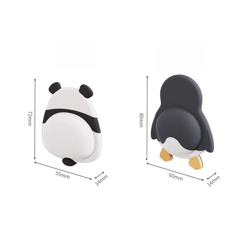 3D panda and penguin self-adhesive door stoppers for wall protection, anti-collision furniture bumpers for pets and home.