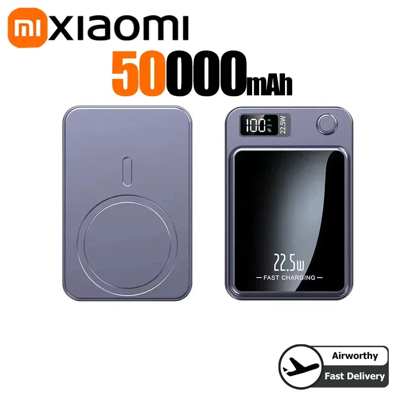 Tidesmit Magnetic Portable Charger - High Capacity Fast Power Bank Purple 50000mAH Tidesmit