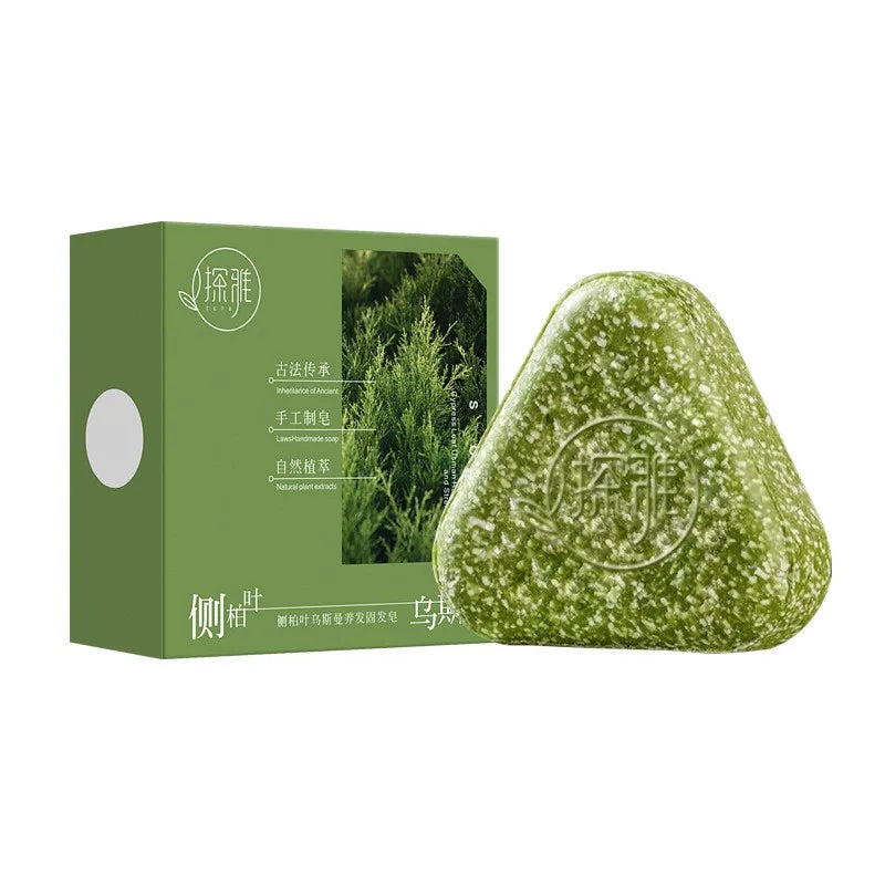 Hair Strengthening Nourishing Shampoo Soap,Oriental Arborvitae Usman Herbal Extract Anti Hair Loss,Face Wash Clean Handmade Soap