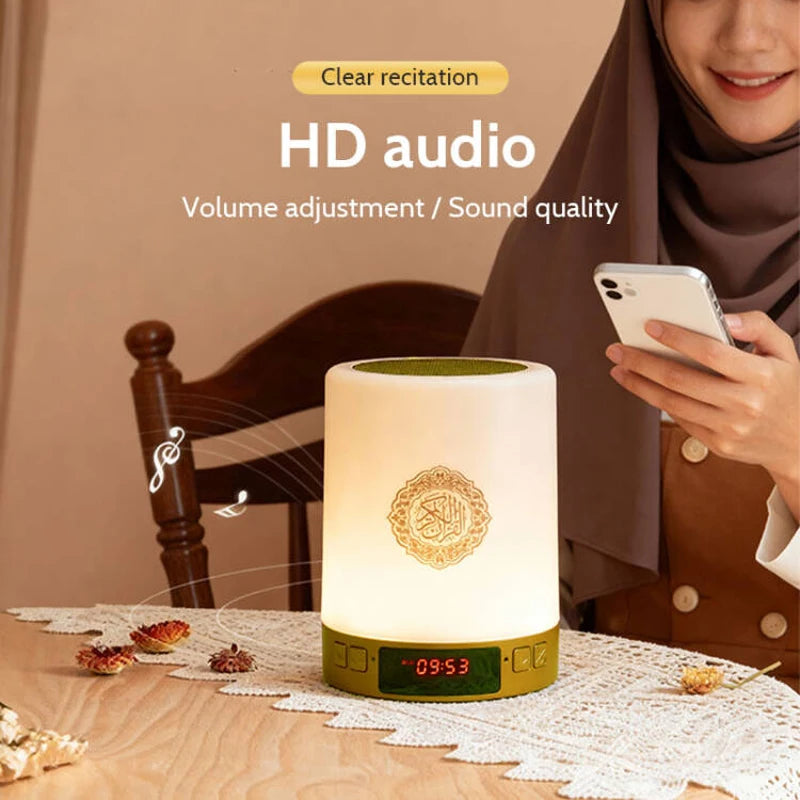 Islamic Arabic Night Light Muslim Bluetooth Speaker Quran Azan Clock Koran Portable Wireless Ramadan Bright Lamp Arab Islam Holy