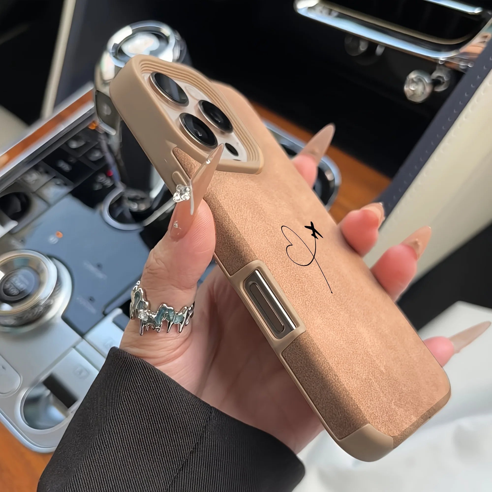 Airplane Heart iPhone Case: Durable Faux Leather Shock-Absorbing Cover Tidesmit