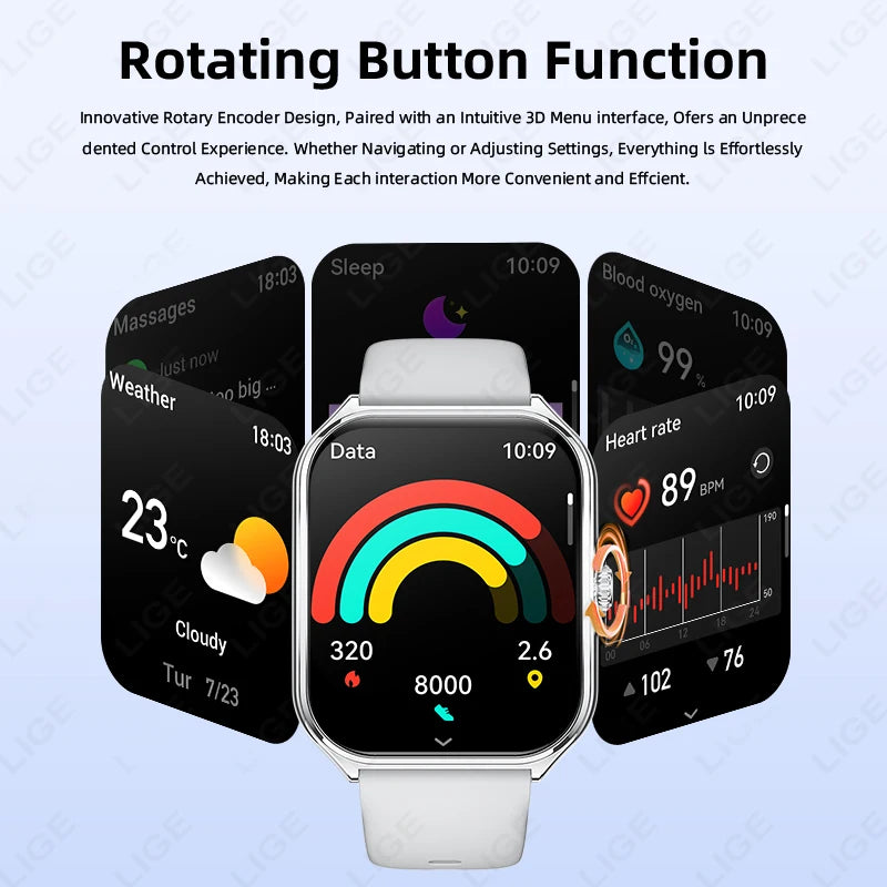 LIGE Ultra Thin New Smart Watch 2026 Men AMOLED HD Screen Always Show Time Heart Rate Bluetooth Call Sport Waterproof Smartwatch