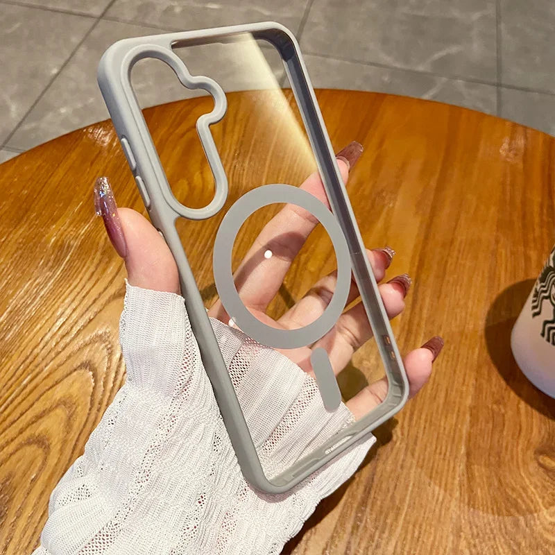 Magnetic Wireless Charging Phone Case for Samsung - Shockproof Cover Gray Tidesmit