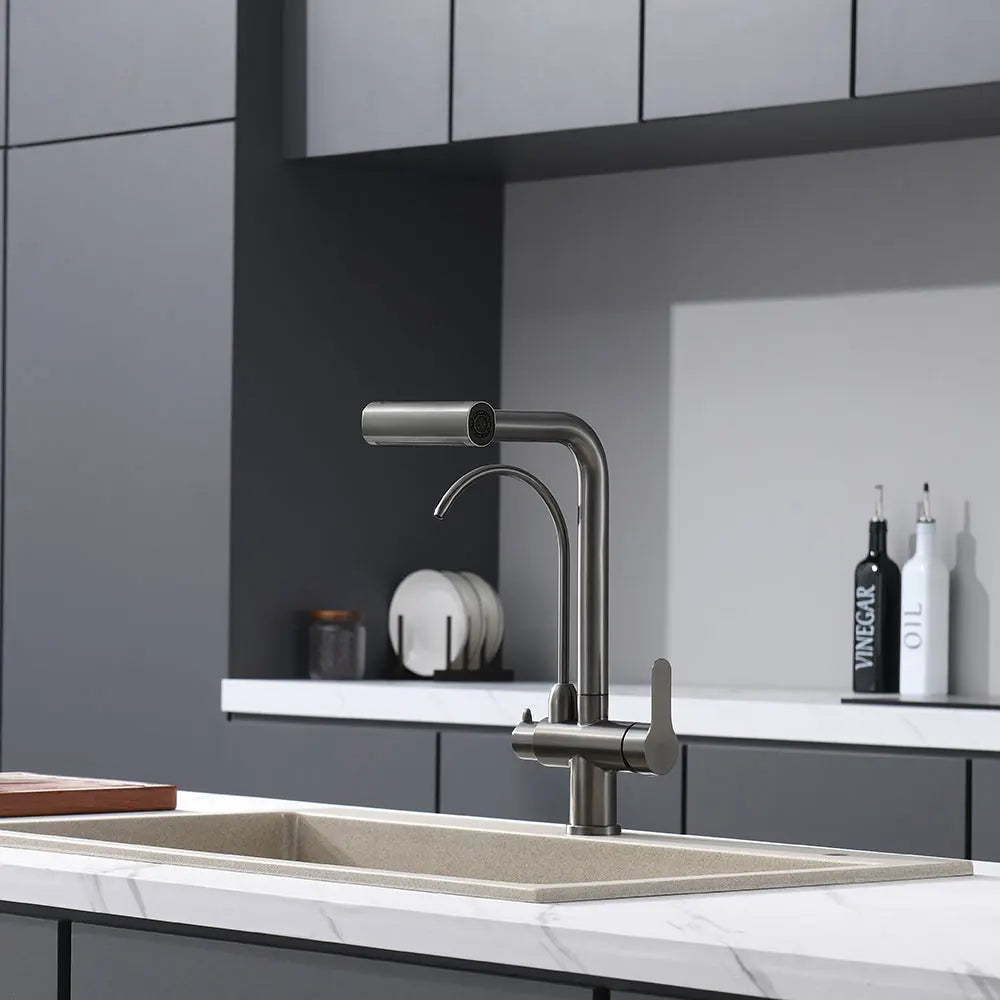 Waterfall Faucet 4 Modes Multi-functional Pure Hot Cold Water Kitchen Faucet Sprayer Sink Wash Tap 360° Rotation