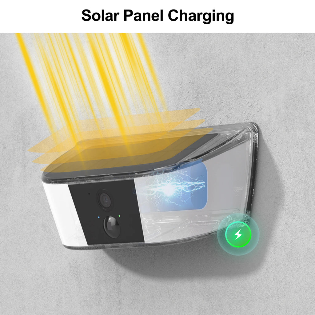 2K Solar Camera Wall Light Outdoor Surveillance Camera 5200mAh Battery Camera Color Night Vision Local Alarm Humanoid Detection