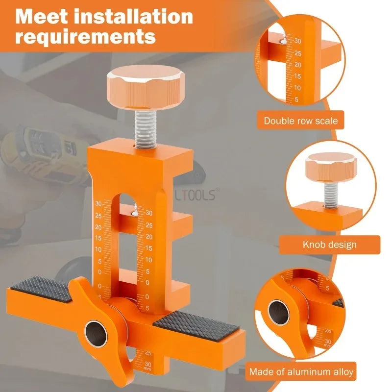 2 in 1 Aluminum Alloy Cabinet Door Installation Positioner 6/8/10mm Rebounder Punched Mounting Jig Cabinet Door Panel
