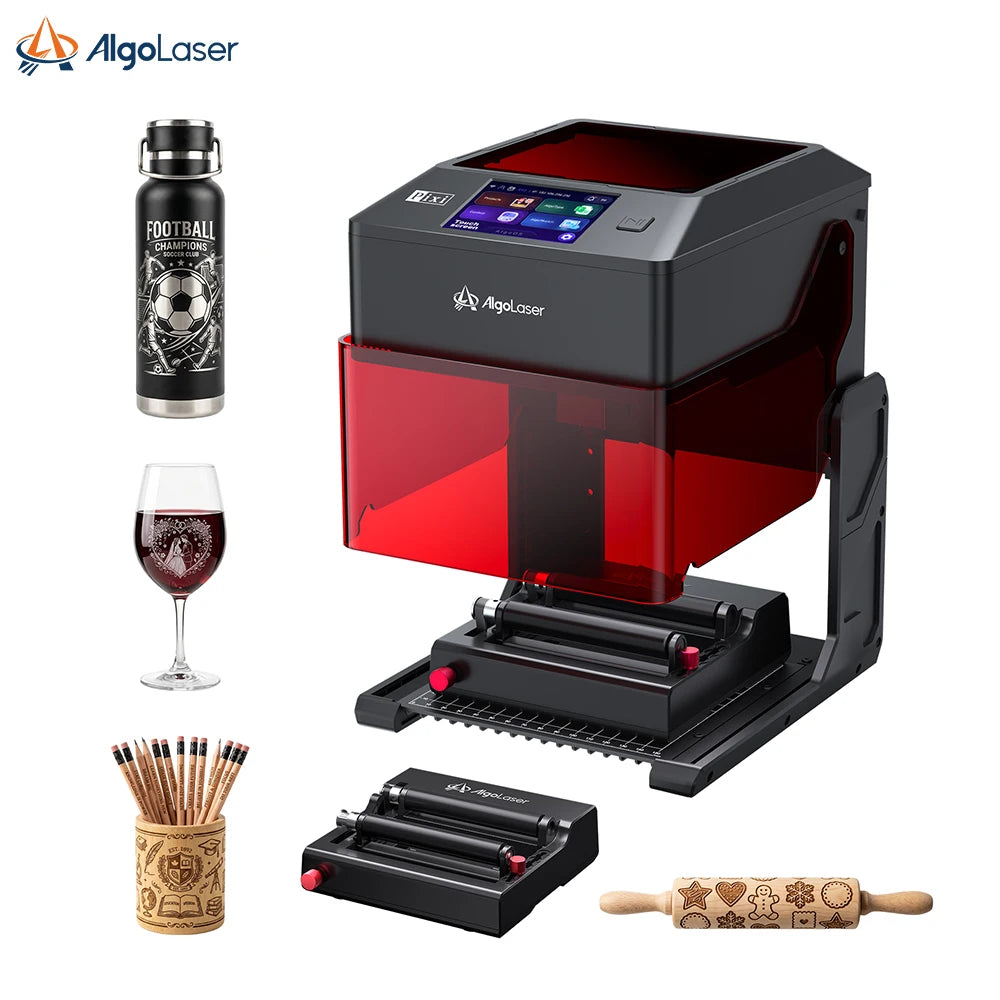 AlgoLaser 3W 5W 10W Portable Desktop DIY Woodworking Tools Laser Engraver Cutter Machine 3.5"Touchscreen Handwriting/Draw Portable For DIY Gift Making 100x100mm Work Area Plug & Play Design