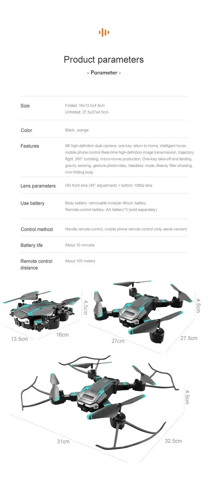 Tidesmit Foldable GPS Drone with 8K Camera and Obstacle Avoidance Tidesmit