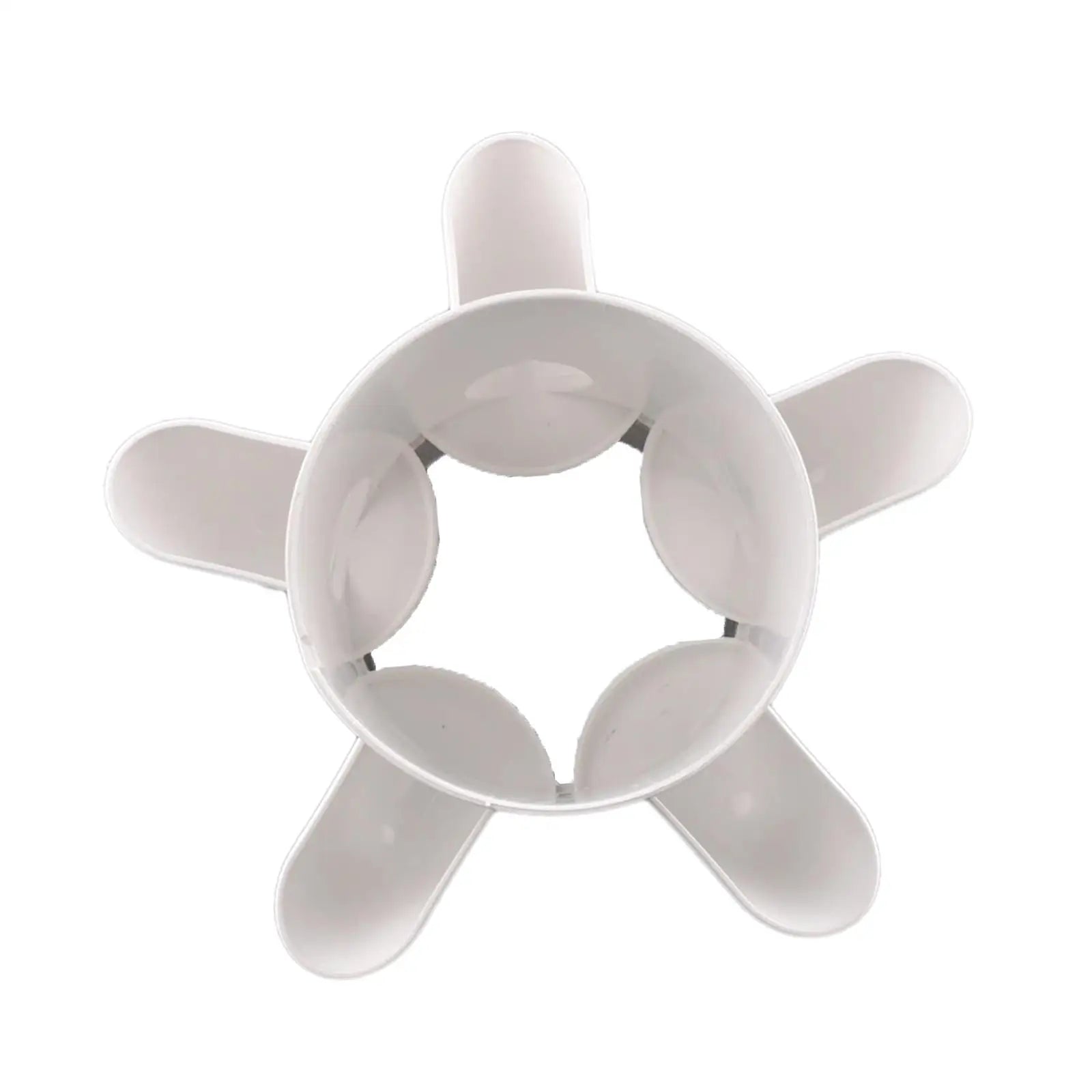 White plastic circular planting cup with four side arms for vertical hydroponic planter