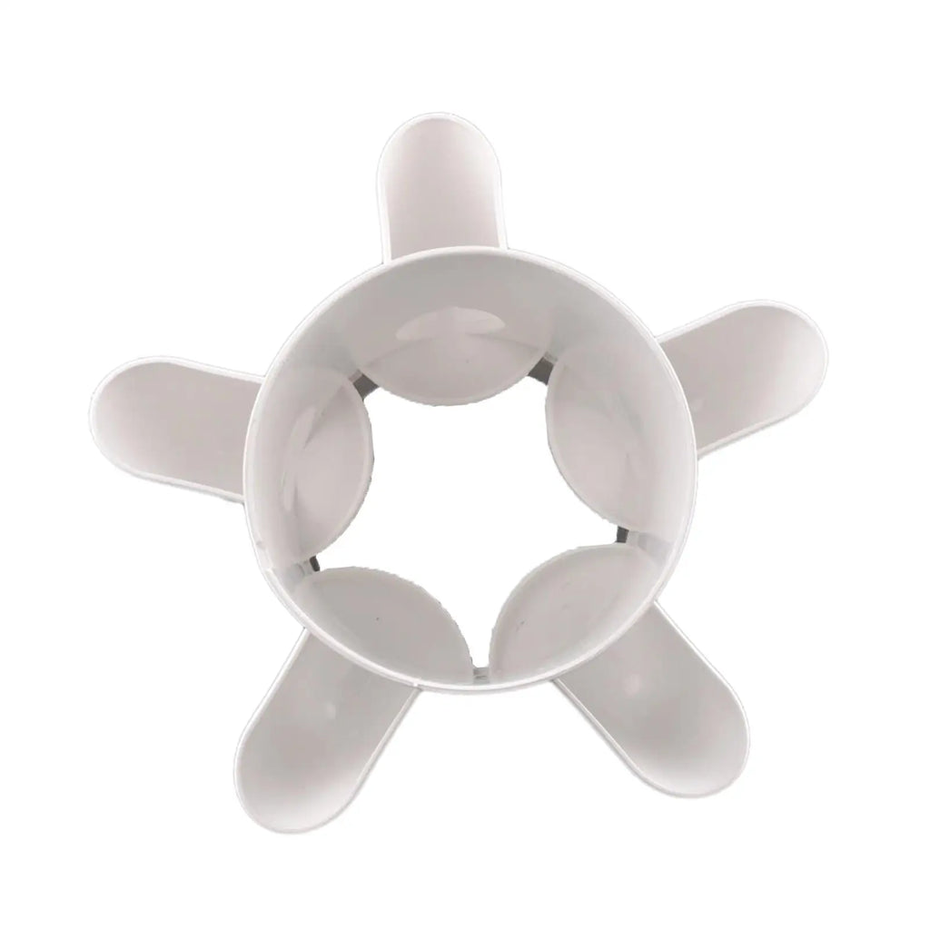White plastic circular planting cup with four side arms for vertical hydroponic planter