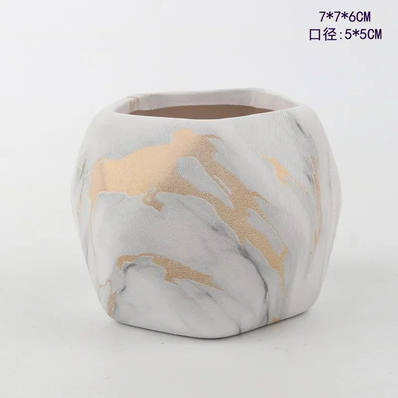 Ceramic Water Transfer Succulent Flower Pots Creative Nordic Gardening Art Vase Home Office Decorations Gardening Supplies