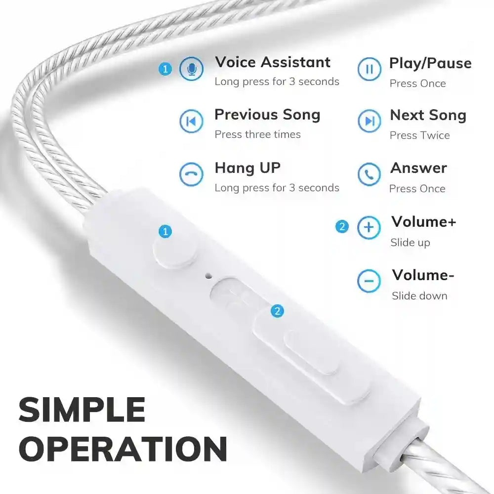 Wired In-Ear Headphones with HD Mic - Deep Bass 3.5mm Earbuds Tidesmit