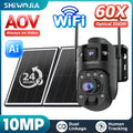 SHIWOJIA AI Ubox 4K 60X Optical Zoom 4G Solar Camera Dual Screen Outdoor WiFi PTZ PIR Detection Human Auto Tracking CCTV Cameras
