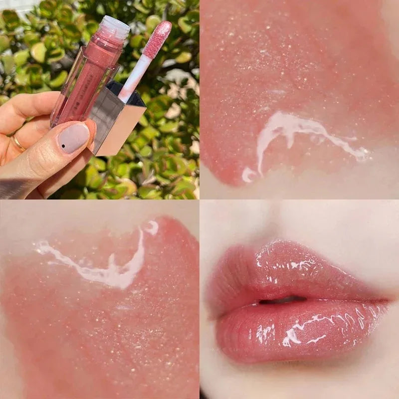 Tidesmit Fenty Beauty transparent multicolor glitter lip plumper liquid gloss in a detailed makeup swatch view