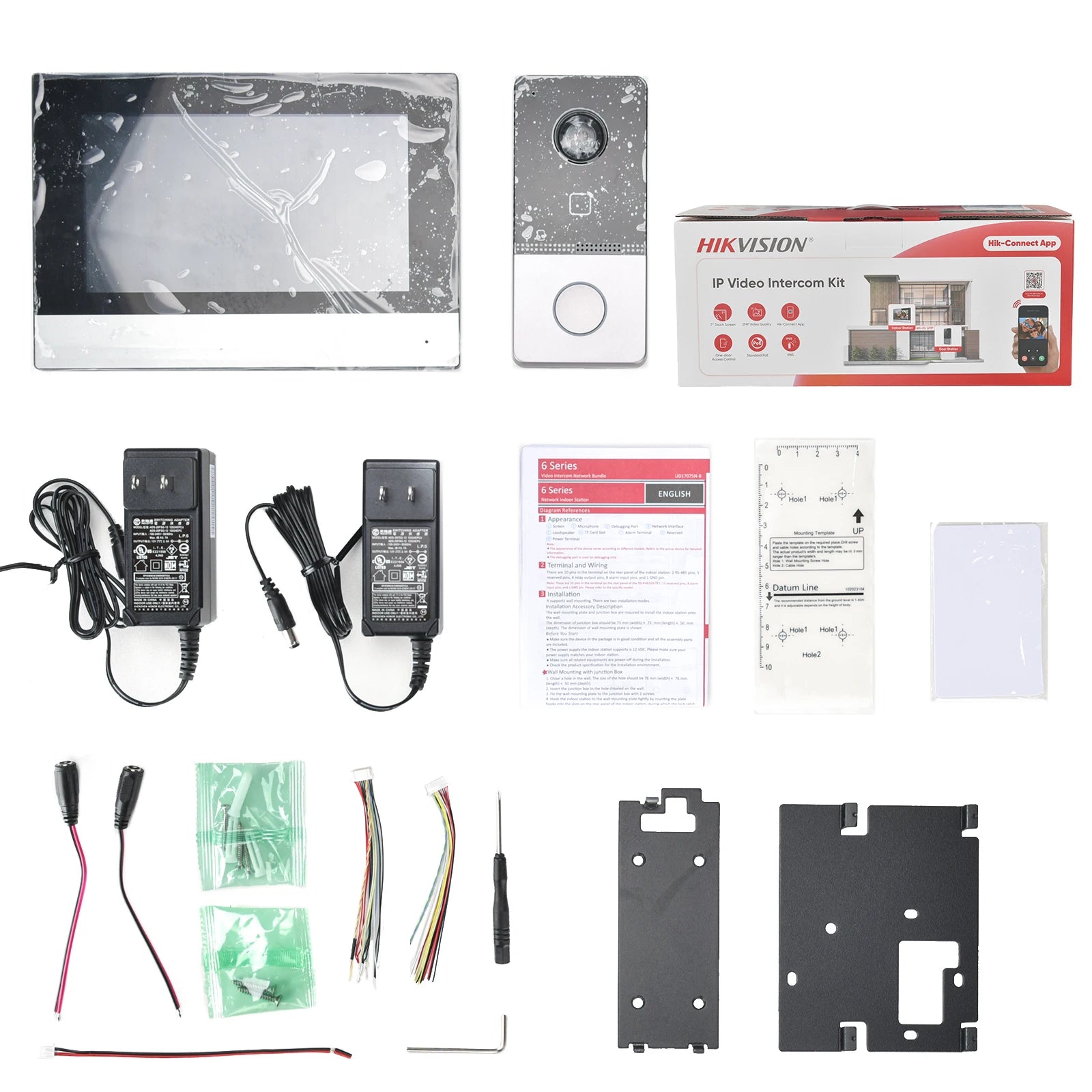 Hikvision IP Video Intercom Kit DS-KIS603-P(C) Original DS-KV6113-WPE1+ DS-KH6320-WTE1 POE Doorbell Door Station WIFI Monitor