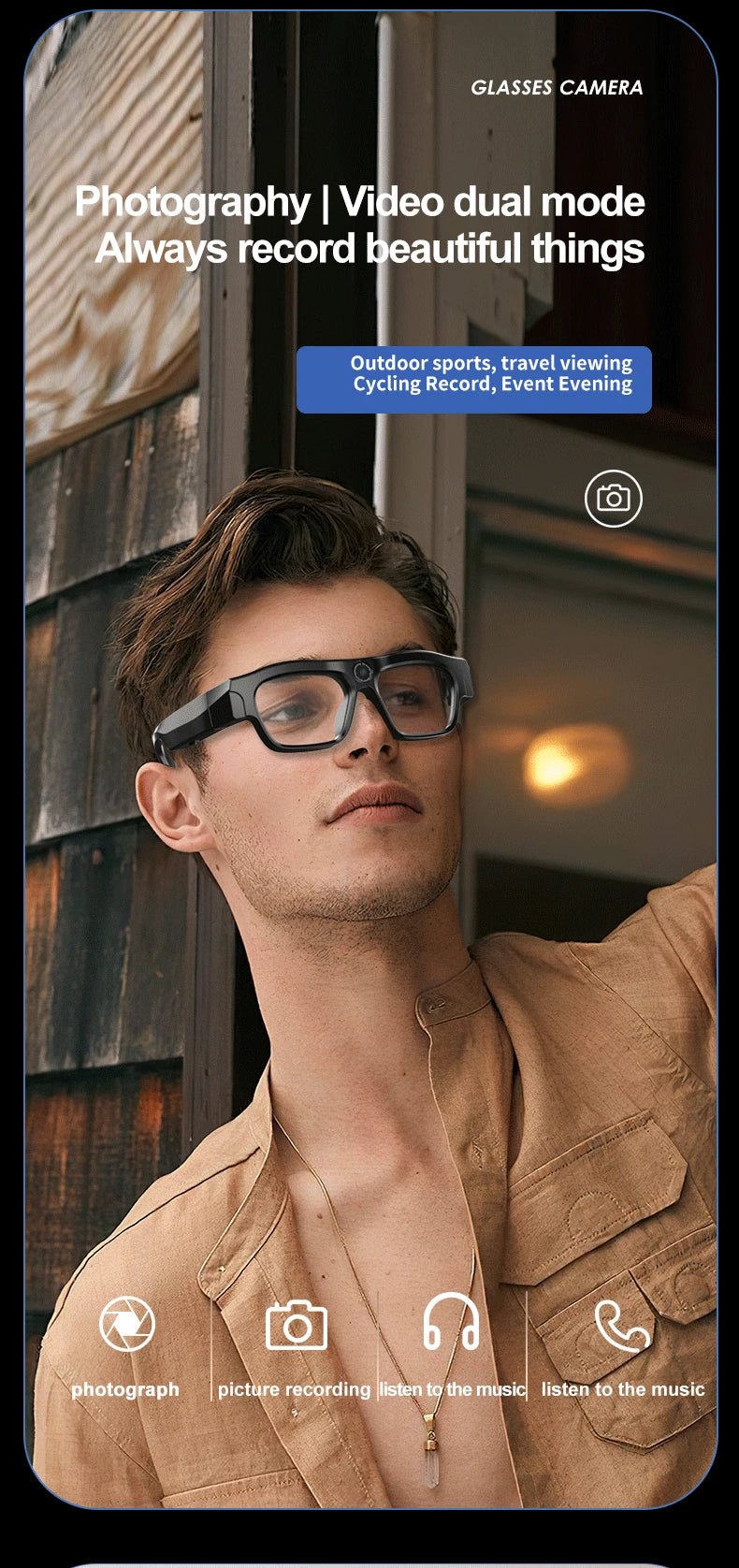 Smart Glasses With 4K Camera - Bluetooth Audio - Tidesmit 64G Tidesmit