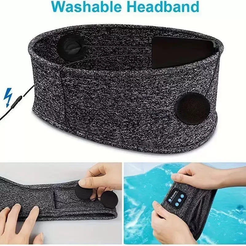 Bluetooth Sleep Headband Wireless Headphones - Breathable Fabric (Gray/Black) Tidesmit