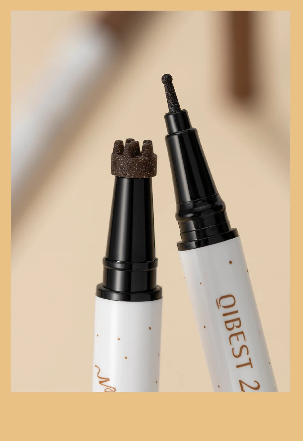 Tidesmit QIBEST double-end freckle stamp pen natural brown shade swatch for realistic face makeup application