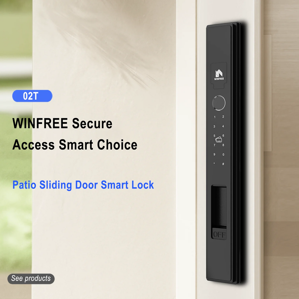 WINFREE Slim Swing or Sliding Door Smart Lock with Fingerprint Passcode Card Digital Tuya Bluetooth Smart Lock