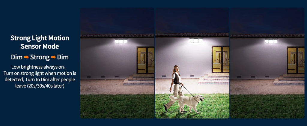 Intelamp Top Brand Long Life 4000Mah Outdoor Solar Led Lights Spotlight Large Solar Panel With 3 Modes Two Motion Sensors Security Flood Light Wall Lamp For Garden Yard Garage