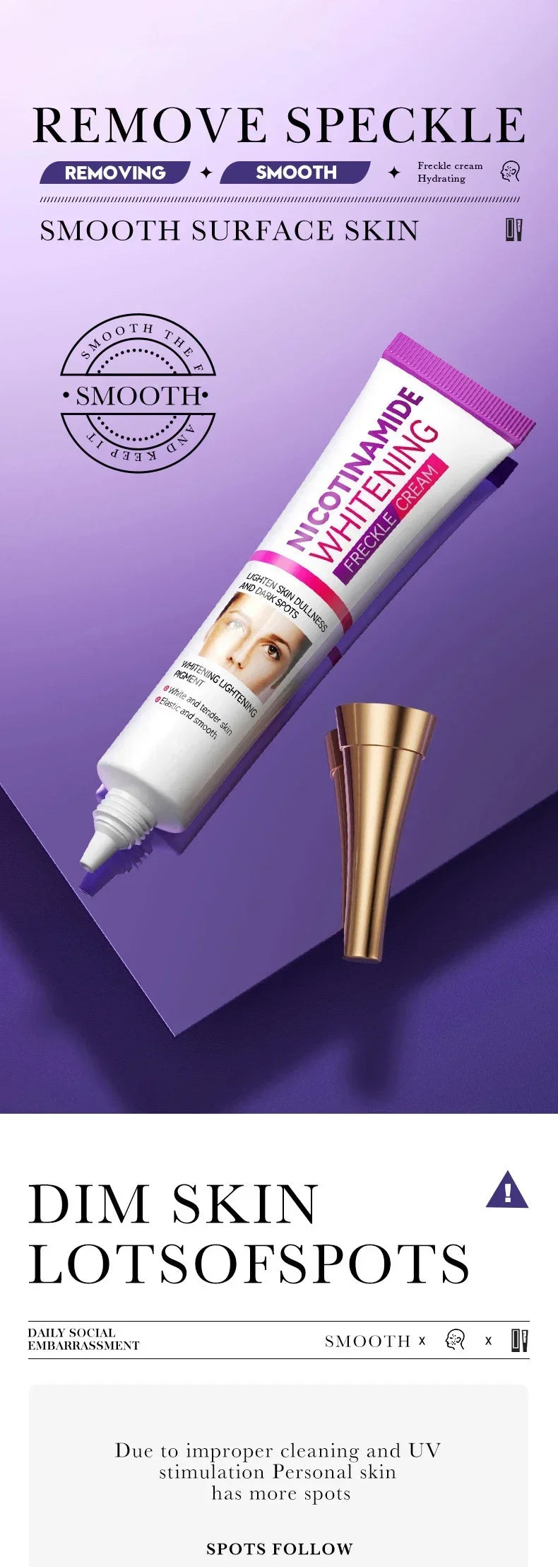 Tidesmit Niacinamide melasma lightening cream for dark pigment removal and skin brightening texture close-up