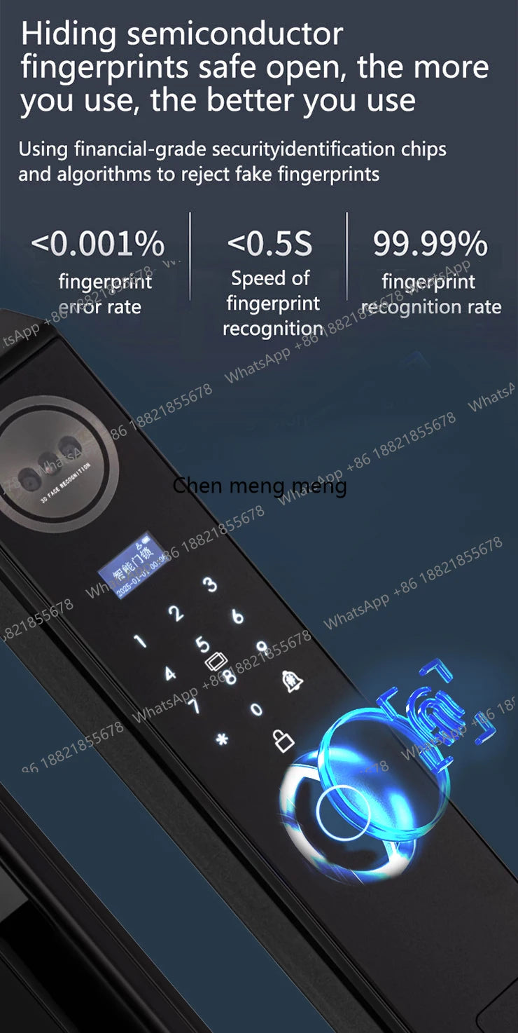 Smart lock with Camera 3D Facial Recognition Electronic Door Lock with Visual Doorbell for Video Surveillance
