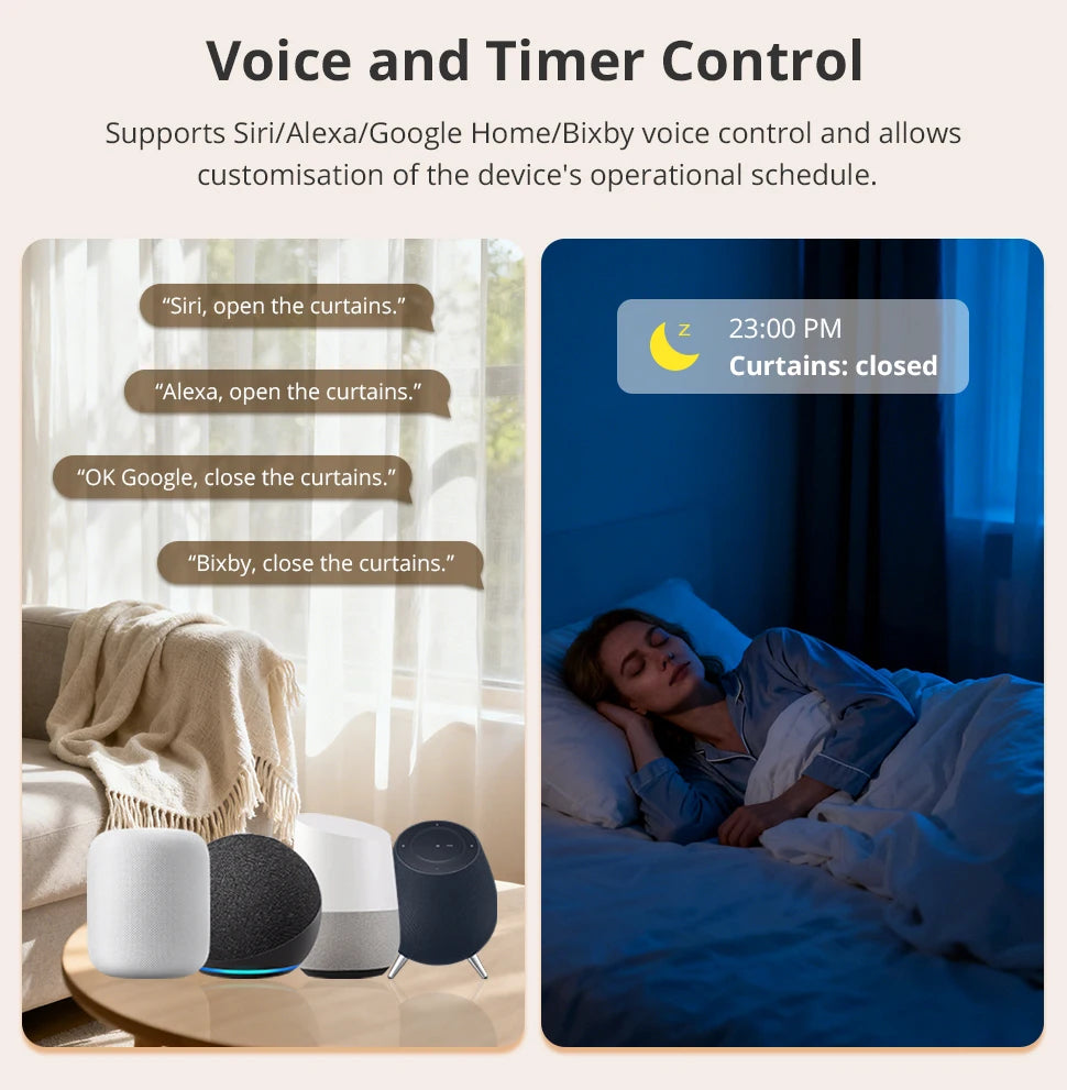 Matter Thread Smart Electric Curtain Motor for Automated Home Track Systems Tidesmit