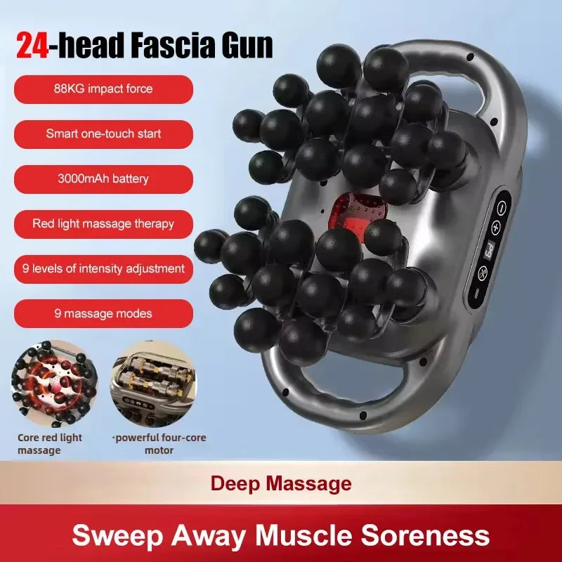 Tidesmit Fascia Gun Deep Tissue Massager – 24 Head Recovery Tool Fascia Gun 24 head-black Tidesmit