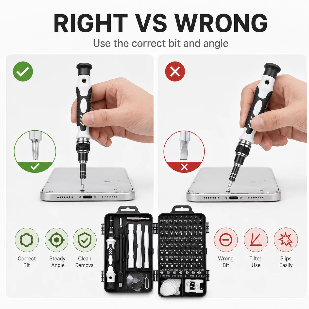 115 In 1 Precision Magnetic Screwdriver Set Electronics Repair Tool Kit For Phone Laptop Game Console Watch