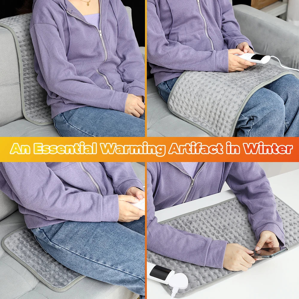 Electric Heating Pad for Pain Relief 60x30cm - Washable Wellness Tool Relaxation Treatment Tidesmit
